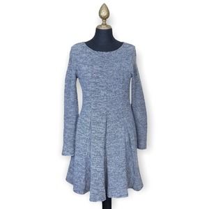 Anthropologie Dolan Left Coast Dress Sweater Mini Long Sleeve Grey Black Pleated